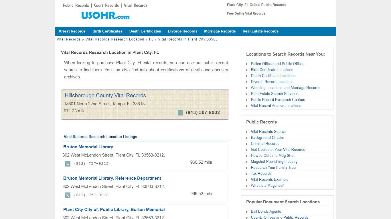 Plant City, FL Online Public Records - Free Online Vital ...